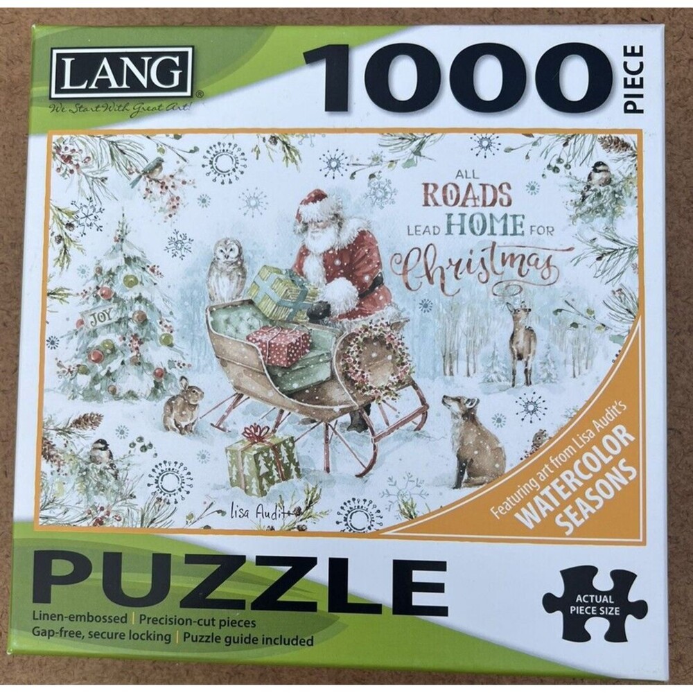 New LANG-All Roads Lead Home For Christmas Puzzle 1000 Piece open box sealed